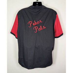 Hilton Bowling Shirt Mens XL Short Sleeve Retro Poker Pals Red Black Casino
